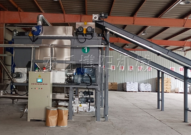 自動破包機+管鏈輸送機+噸袋包裝機生產線