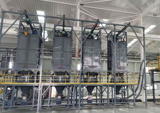 多點進料管鏈輸送機+噸袋拆包機生產線